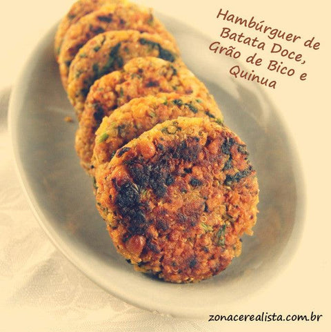 HAMBURGUER DE BATATA DOCE, GRÃO DE BICO E QUINUA! - Zona Cerealista Online