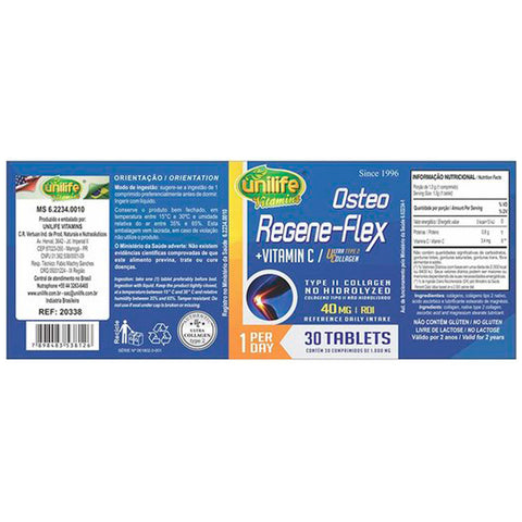 Colágeno Uc Tipo 2 Regeneflex Unilife 30 Tablets