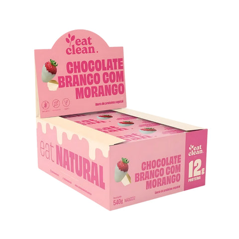 Barrinha Chocolate Branco e Morango Eat Clean (Cx c/ 12un de 45g)