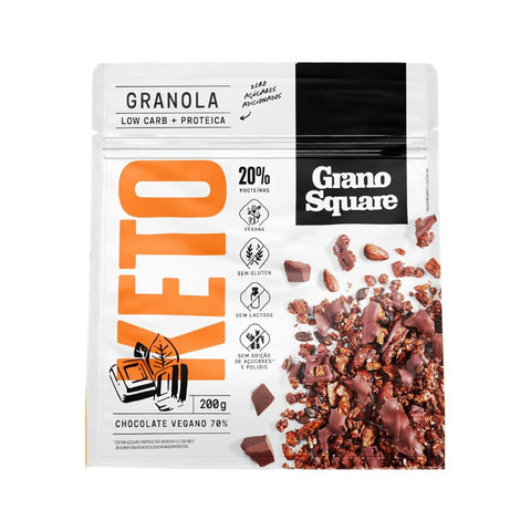 Granola Low Carb Chocolate 70% Vegano Grano Square 200g