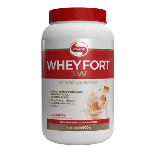 Whey Protein Whey Fort 3W Paçoca Vitafor 900g