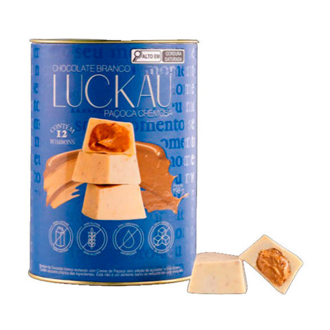 Bombom Branco Paçoca Cremosa Luckau Lata 198g