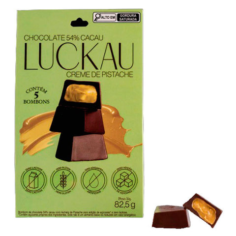Bombom 54% Cacau Creme de Pistache Luckau Pouch 82,5g