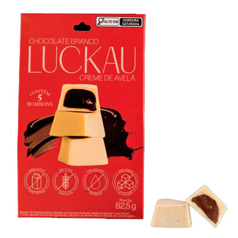 Bombom Branco Creme de Avelã Luckau Pouch 82,5g