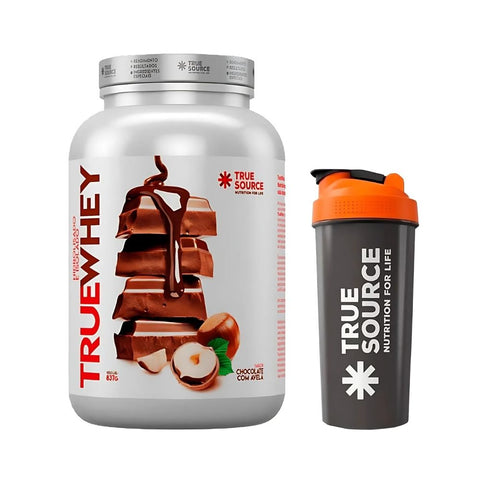 Kit True Whey Chocolate com Avelã True Source 837g + Coqueteleira
