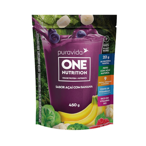 Proteína Vegetal One Nutrition Açaí Banana Puravida 450g