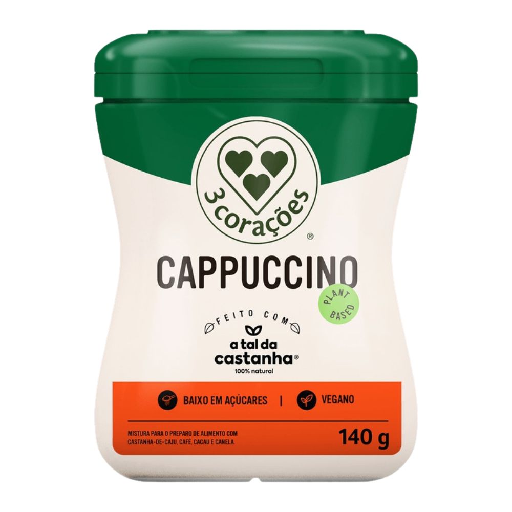 Cappuccino Vegano em Pó 3Corações 140g – Zona Cerealista Online