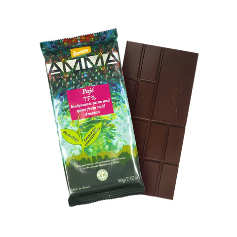 Chocolate Biodinâmico 75% Cacau com Especiarias da Amazônia AMMA 80g