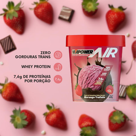 Pasta de Amendoim Sabor Morango Trufado VitaPower 600g