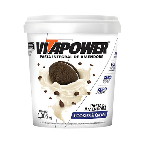 Pasta de Amendoim Sabor Cookies & Cream VitaPower 1,005kg