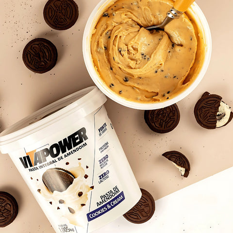 Pasta de Amendoim Sabor Cookies & Cream VitaPower 1,005kg