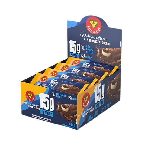 Barra de Proteína Cappuccino Cookies 'n' Cream 3Corações (12 un de 50g)