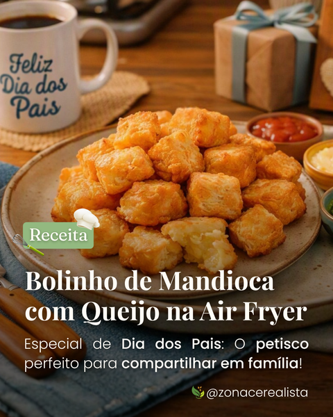 Receita Especial de Dia dos Pais: Bolinho de Mandioca com Queijo na Air Fryer 🧀