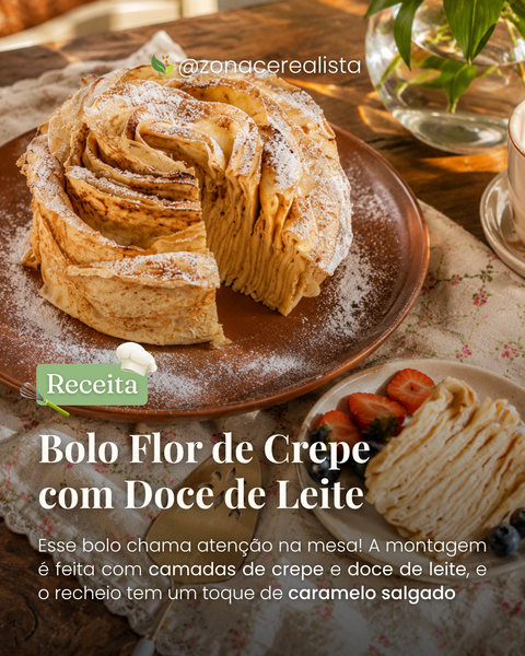 Receita: Bolo Flor de Crepe com Doce de Leite 🍰🌼