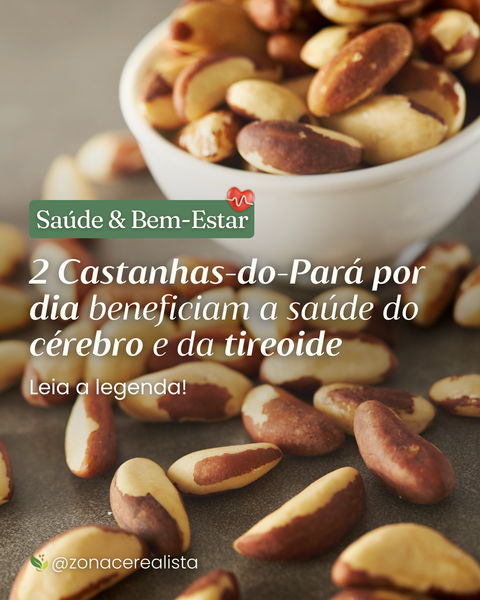 2 Castanhas-do-Pará por dia beneficiam a saúde do cérebro e da tireoide💡🧠