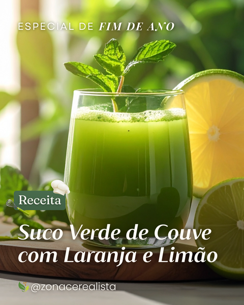 Receita - Suco verde de couve com laranja e limão 🌿