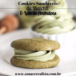 COOKIES SAUDÁVEIS DE MATCHÁ E LEITE DE AMÊNDOA