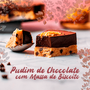 Pudim de Chocolate com Massa de Biscoito - Zona Cerealista Online