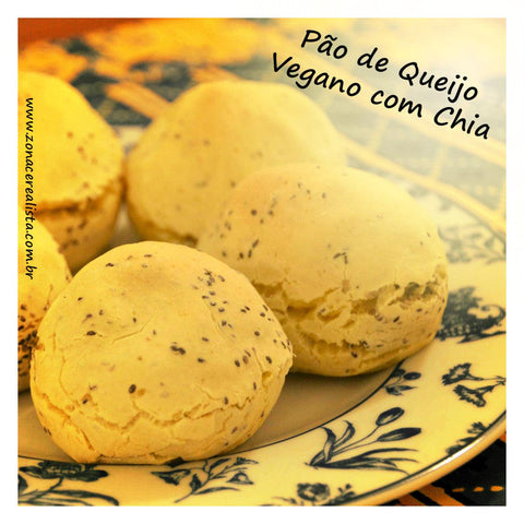 PAO DE QUEIJO VEGANO COM CHIA - Zona Cerealista Online