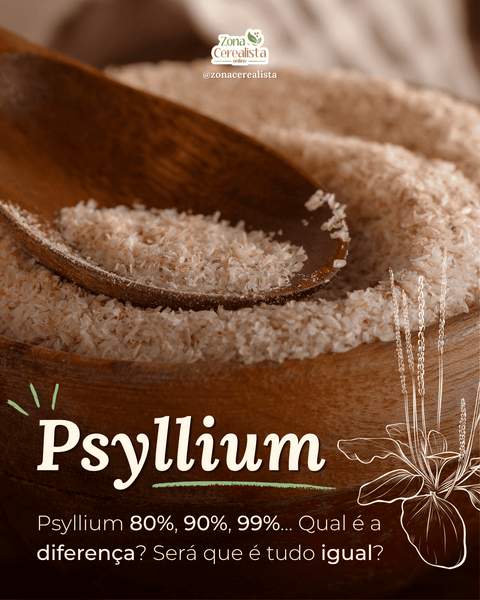 Psyllium fibra alimentar em uma tigela de madeira