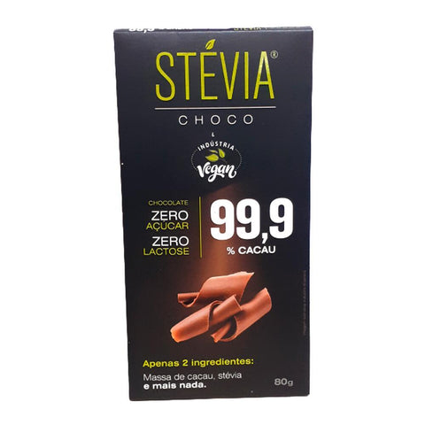 Chocolate Adoçado Com Stevia 99% Cacau SteviaChoco 80g