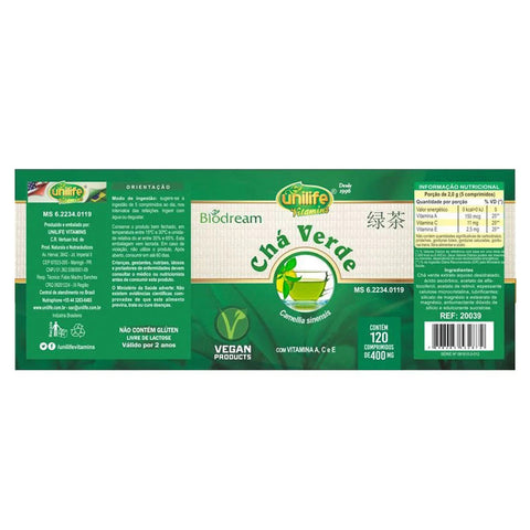 Chá Verde - Unilife - 120 Comprimidos