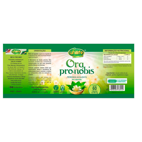 Cápsula Ora Pro-Nobis - Unilife - 60 Cápsulas