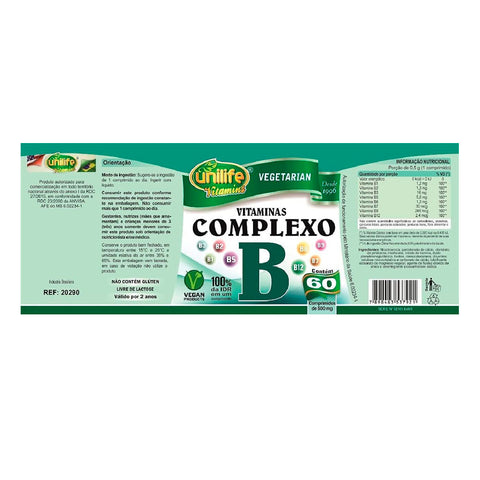 Vitamina Complexo B - Unilife - 60 Comprimidos