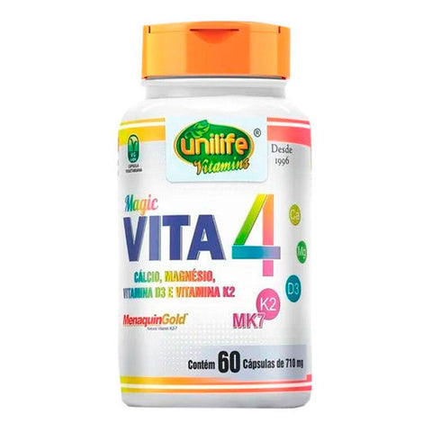Vitaminas K2, D3, Cálcio E Magnésio Vita4 - Unilife - 60 Cápsulas