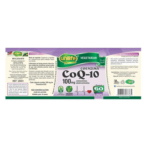 Coenzima Coq-10 Unilife 60 Cáps