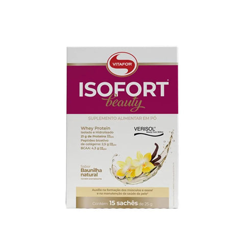 Whey Protein Isofort Beauty Baunilha Natural Vitafor 15 Sachês De 25g