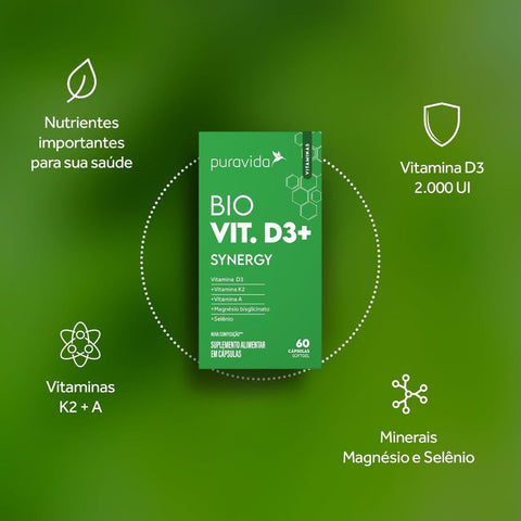 Vitamina D3 Synergy Puravida 60 Cápsulas