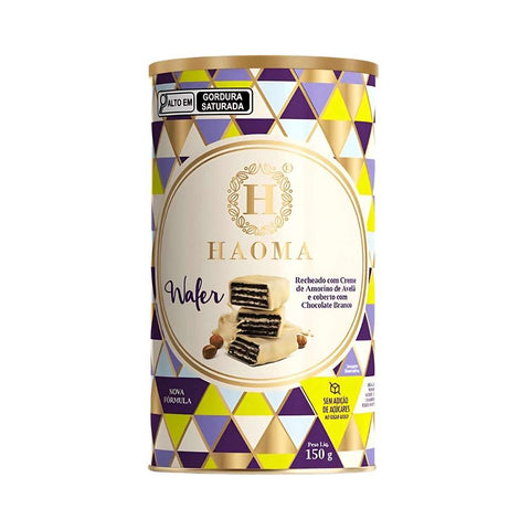 Lata de Wafer Chocolate Branco Haoma 150g