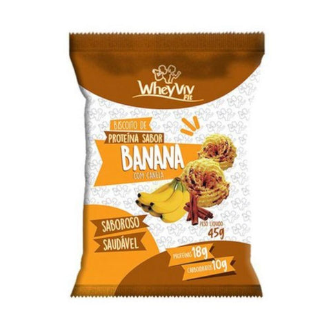 Biscoito de Proteína Sabor Banana c/ Canela Wheyviv 45g