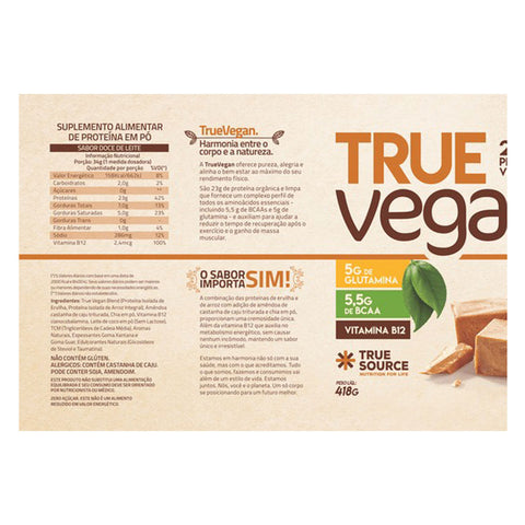 True Vegan Proteína Isolada Vegana Doce de Leite True Source 837g