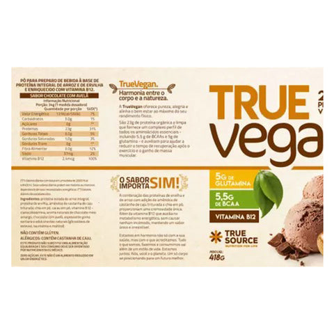 True Vegan Proteína Isolada Vegana Chocolate com Avelã True Source 418g