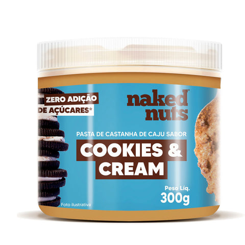 Pasta De Castanha De Caju Com Cookies & Cream Naked Nuts 300G