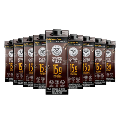 Bebida Proteica Power Whey Cappuccino Chocolate Cream 3Corações (Cx 12un de 250ML)