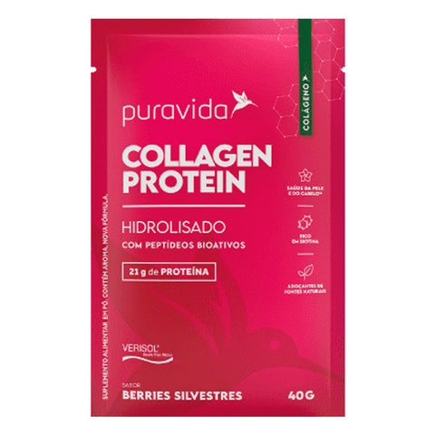 Collagen Protein Berries Silvestres Puravida Sachê 40g