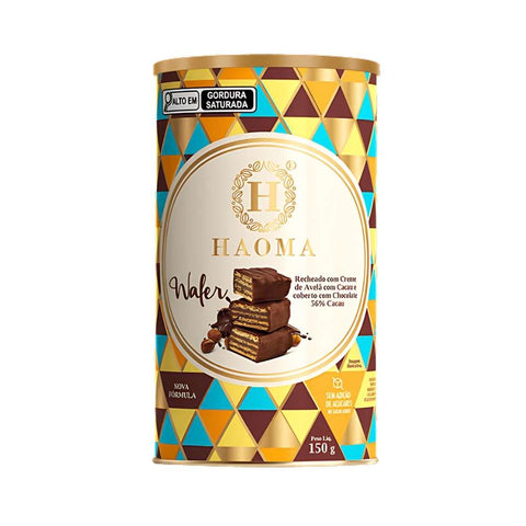Lata de Wafer Avelã e Chocolate Haoma 150g