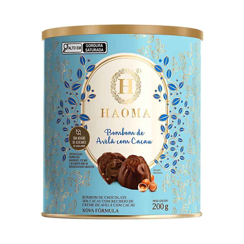 Lata de Bombom Avelã e Cacau Haoma 200g