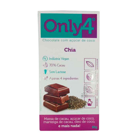 Chocolate 70% Cacau com Chia Zero Only4 80g - Zona Cerealista Online