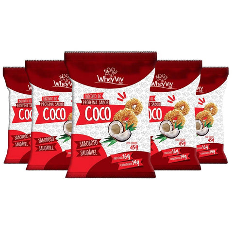 Kit Biscoito de Proteína Sabor Coco Wheyviv (5un de 45g)