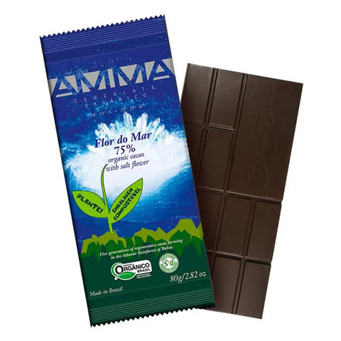 Chocolate Orgânico 75% Cacau Flor do Mar AMMA 80g