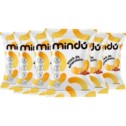 Kit Snack de Amendoim Tradicional Mindú (6un de 50g)