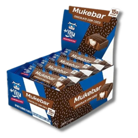 Barra de Proteína Mukebar Chocolate com Coco +Mu (Cx c/12 de 60g)