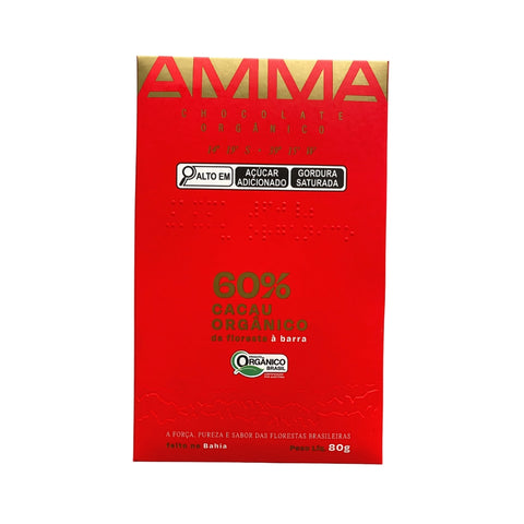 Chocolate Orgânico 60% Cacau AMMA 80g