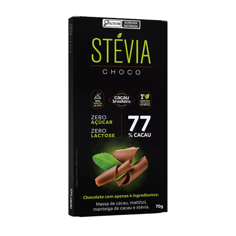 Chocolate 77% Cacau com Stévia StéviaChoco 70g