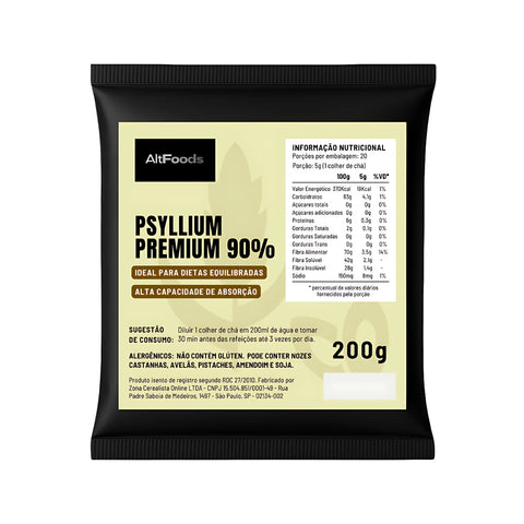 Psyllium 90% Fibra Alimentar Alt Foods 200g