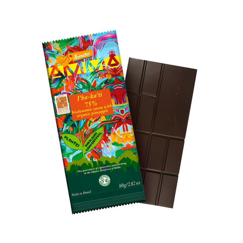 Chocolate 75% Cacau Biodinâmico Ibakati AMMA 80g